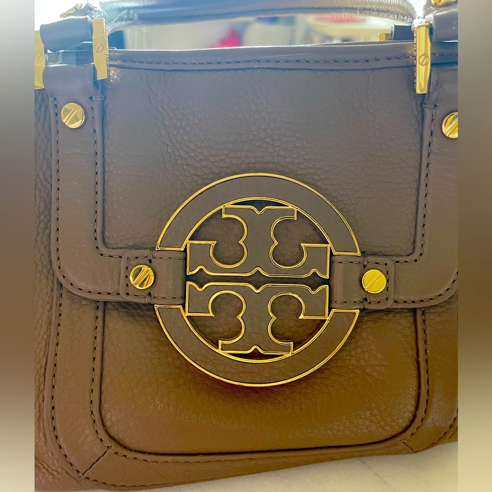 Tory Burch Amanda Leather Beige Satchel
